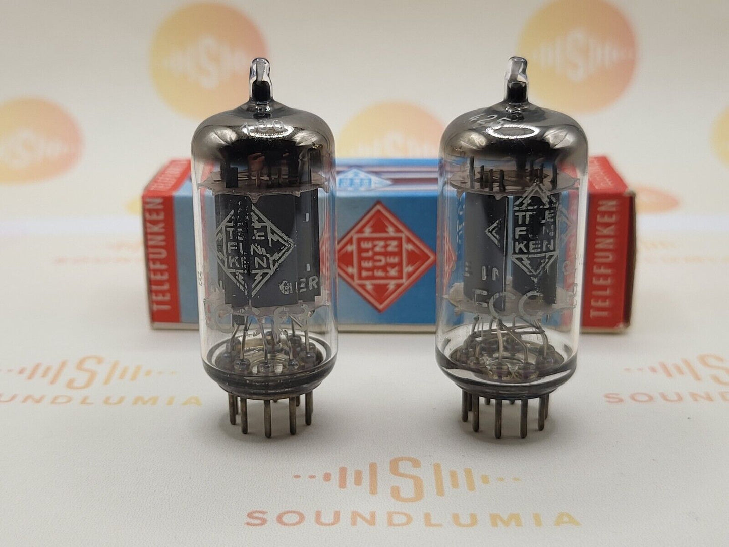 2x Telefunken ECC83 12AX7 17mm Long Smooth Plates ◇ Bottom - Berlin 1963 -Strong