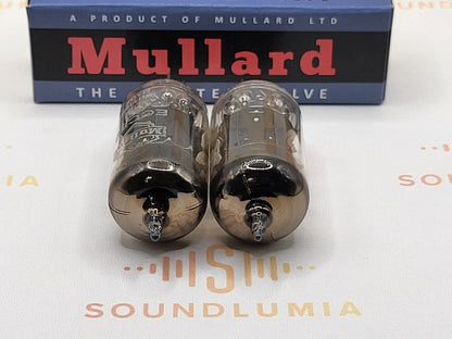 2x Mullard ECC82 12AU7 Short Plates Shield Logo BVA - Mitcham '60 Gf0- Same Code