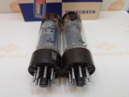 Telefunken EL34 6CA7 OO Getter 5-Slot Plates Anode Wings Matched Pair - Ulm '60s