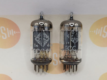 2x Telefunken ECC83 12AX7 17mm Long Smooth Plates ◇ Bottom - Berlin 1963 -Strong