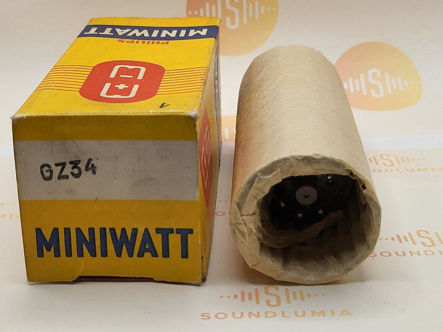 1x Philips GZ34 5AR4 Orig. Box- Sittard, NL '59 (f32 X9H) - NOS NIB