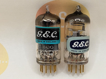 Mullard E88CC 6922 Matched Pair - GEC Label - Mitcham, GB 1965/66 7L1  - NOS