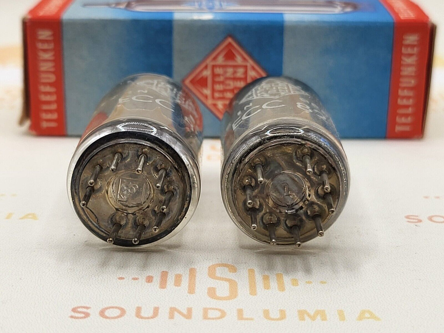 Telefunken ECC82 Matched Pair 17mm Smooth Plates ◇ Bottom - Berlin 1962 - NOS