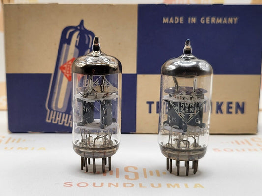 Telefunken ECC801S = E81CC = 6201 ◇ Bottom Matched Pair - Ulm '65/'66 - Strong