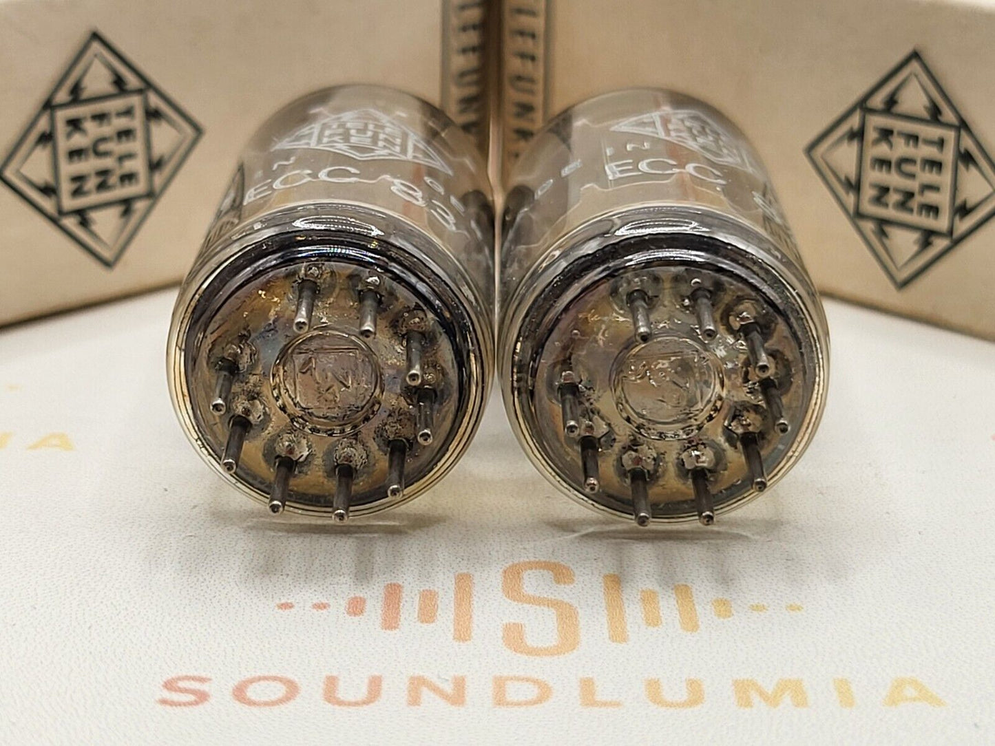 Telefunken ECC83 12AX7 17mm Smooth Plates Matched Pair ◇ - Berlin '69 - Strong