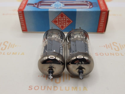 2x Telefunken ECC83 12AX7 17mm Long Smooth Plates ◇ Bottom - Berlin 1963 -Strong