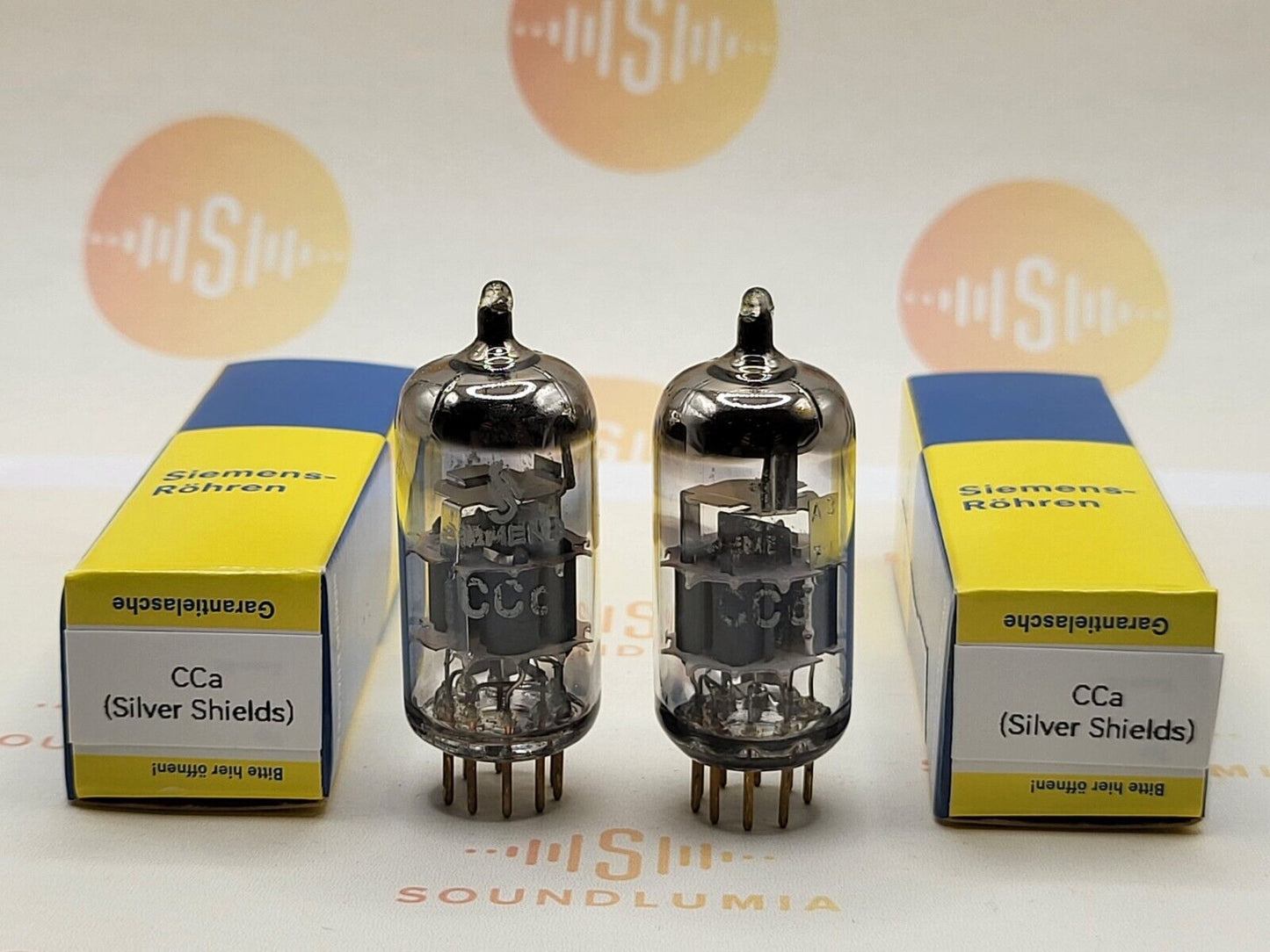 2x Siemens CCa (E88CC+) Silver Shields Dual Stage Getter - Munich '67 (A3 7L)