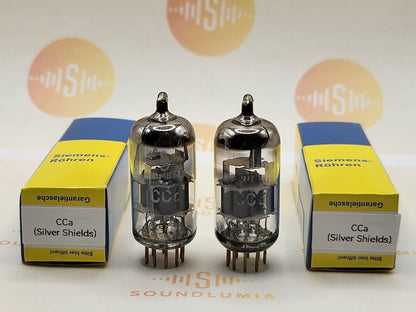 2x Siemens CCa (E88CC+) Silver Shields Dual Stage Getter - Munich '67 (A3 7L)