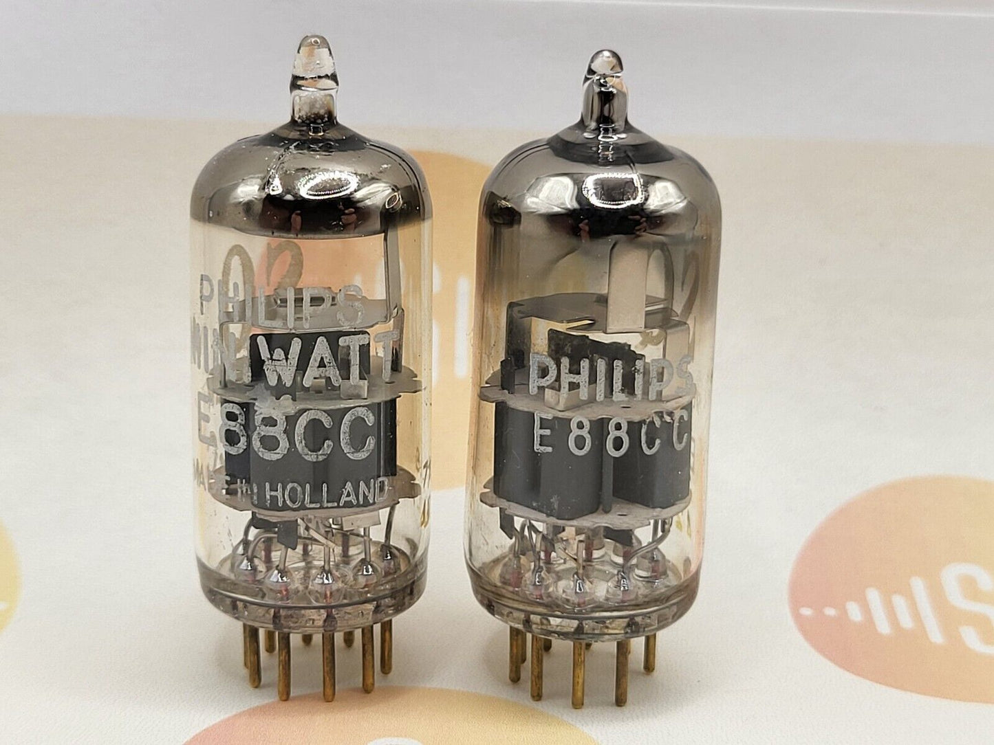 Philips Miniwatt SQ E88CC = 6922 Matched Pair - Heerlen, NL 1962  - Strong NOS