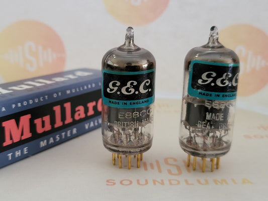 Mullard E88CC 6922 Matched Pair - G.E.C. Label - Mitcham 1961 7L1 - Near NOS