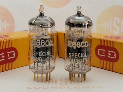 2x Philips Miniwatt SQ E88CC 6922 D-getter Pinched Waist - Holland '57/'58 7L3