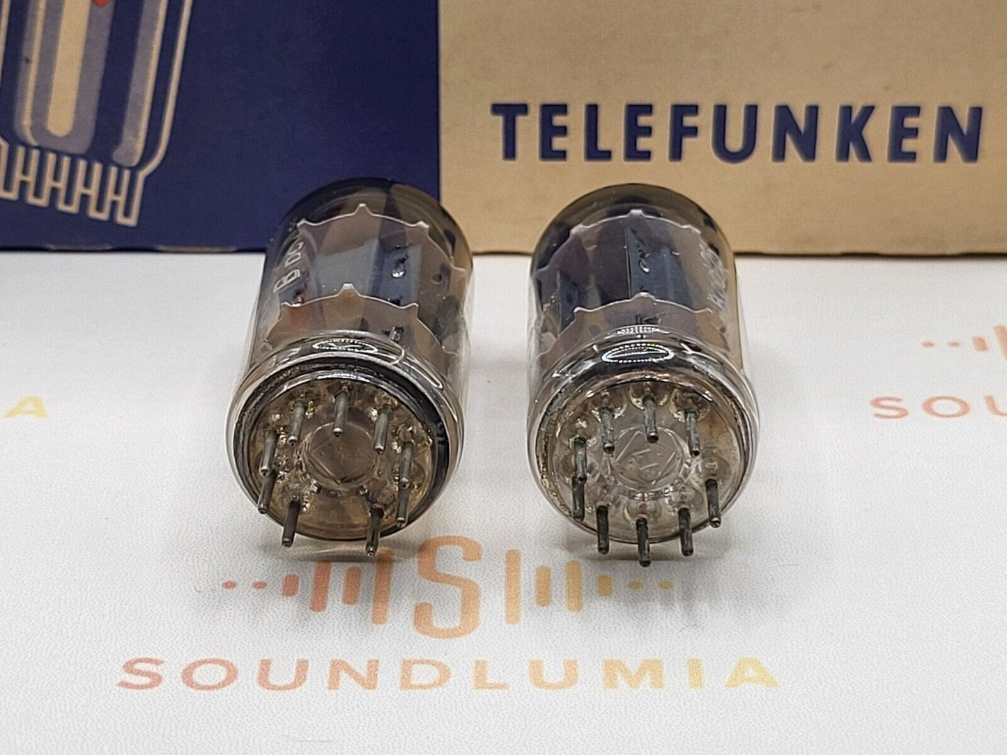 Telefunken ECC82 12AU7 Ribbed Plates ◇ Bottom Matched Pair - Berlin '55 - NOS+