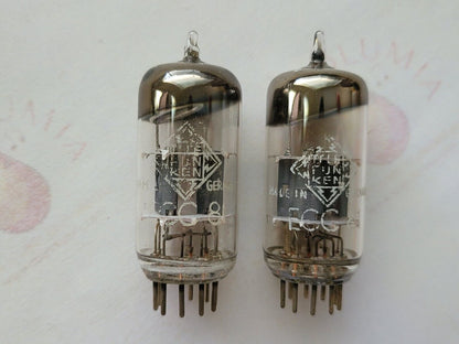 Telefunken ECC81 12AT7 Matched Pair - ◇ Bottom - Berlin 1956/57 - Near NOS