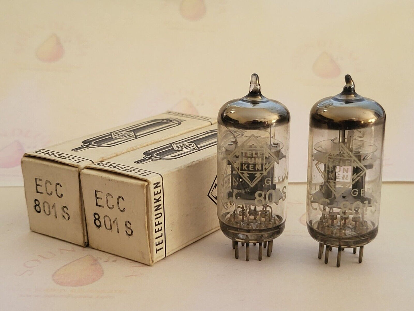 2x Telefunken ECC801S (ECC81+) Matching codes in Orig. Boxes ◇ Bottom - Ulm 1963