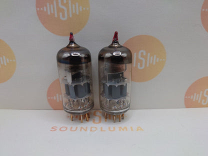 2x Mullard E88CC/01 = CV2493 O-Getter Red Tip - Gt. Britain 1950s - Near NOS