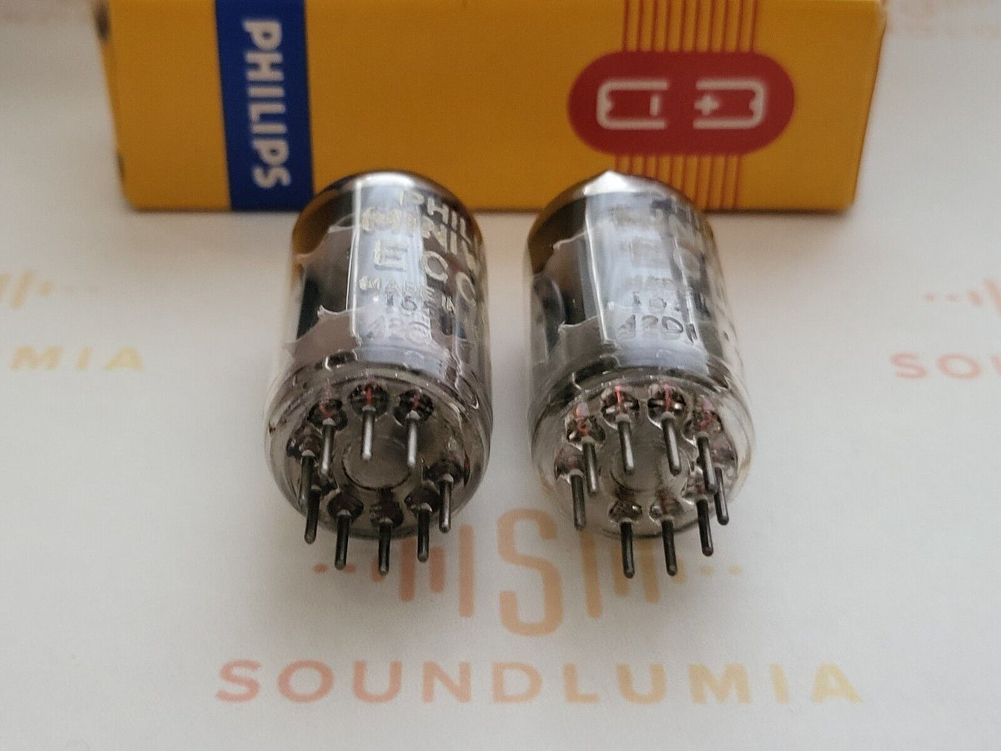 Philips ECC83 12AX7 Matched Pair - 14mm Short Plates I65 - Heerlen, NL '62