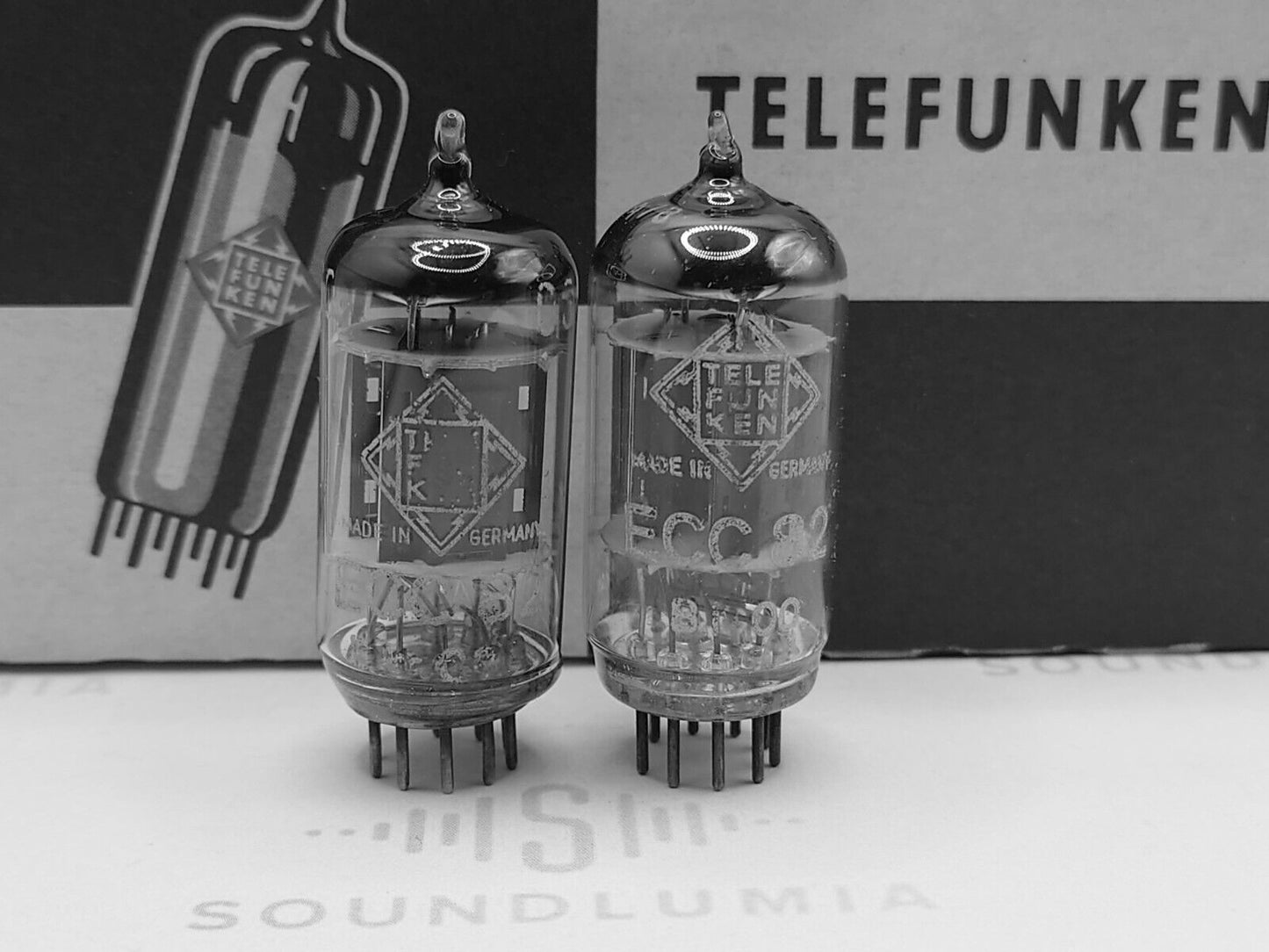 2x Telefunken ECC82 12AU7 Long Ribbed Plates Pre ◇ Bottom- Berlin '53 -Same Code