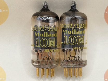 2x Mullard 12AU7 ECC82 Short Plates Gold Pin - 10M Master Series - Blackburn '61