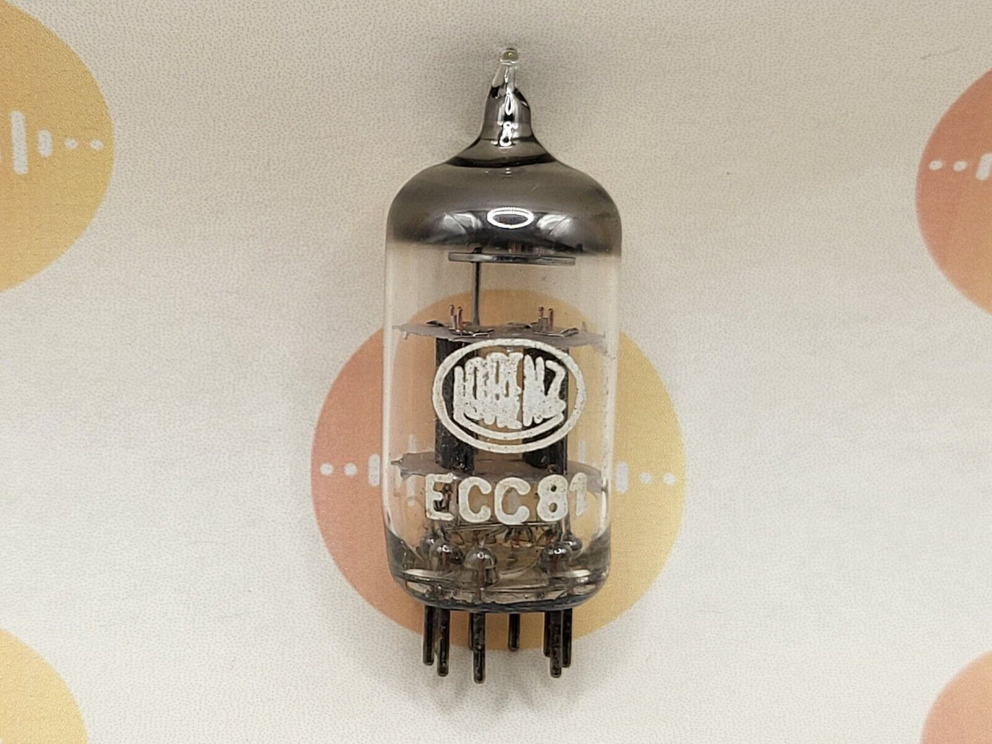 1x Lorenz ECC81 12AT7 - Pre-SEL White Round Logo - Germany 1950s - Strong