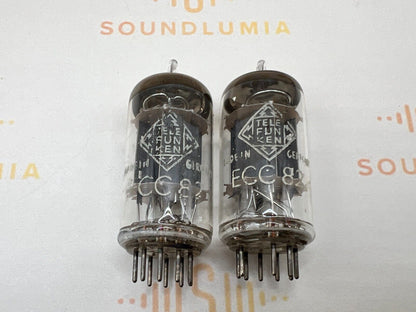 Telefunken ECC82 12AU7 Ribbed Plates ◇ Matched Pair - Berlin '57 - Near NOS