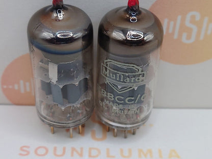 2x Mullard E88CC/01 = CV2493 O-Getter Red Tip - Gt. Britain 1950s - Near NOS