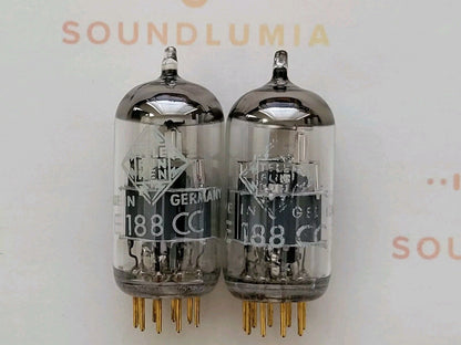 Telefunken E188CC = 7308 Matched Pair ◇ Bottom - Ulm 1968 - NOS