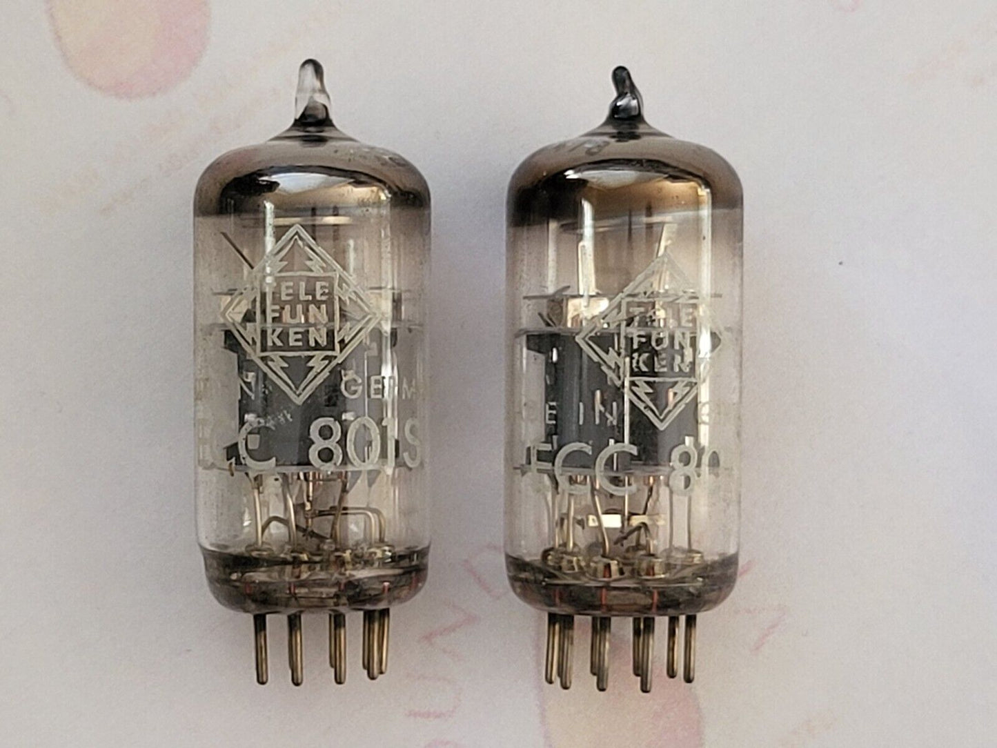 2x Telefunken ECC801S (ECC81+) Matching codes in Orig. Boxes ◇ Bottom - Ulm 1963