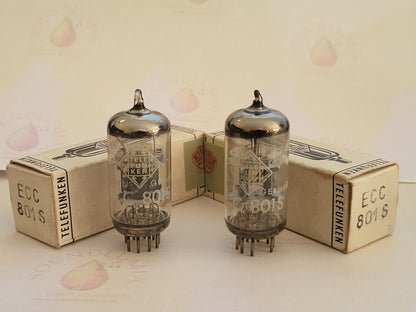 2x Telefunken ECC801S (ECC81+) Matching codes in Orig. Boxes ◇ Bottom - Ulm 1963