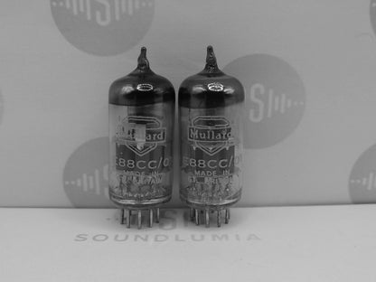 2x Mullard E88CC/01 = CV2493 O-Getter Red Tip - Gt. Britain 1950s - Near NOS