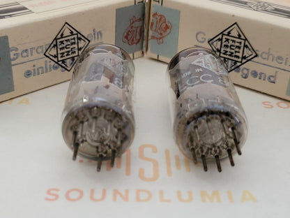 Telefunken ECC802S (ECC82++) Matched Pair Orig. Box ◇ Bottom - Ulm, 1963 - NOS