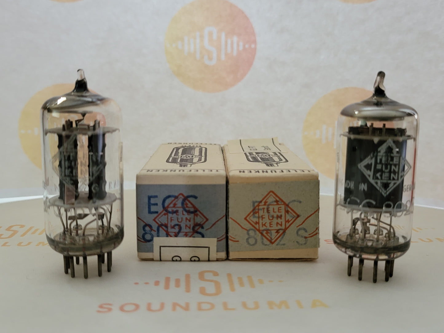 Telefunken ECC802S (ECC82++) Matched Pair Orig. Box ◇ Bottom - Ulm, 1963 - NOS