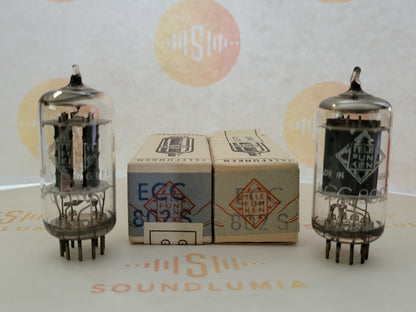 Telefunken ECC802S (ECC82++) Matched Pair Orig. Box ◇ Bottom - Ulm, 1963 - NOS