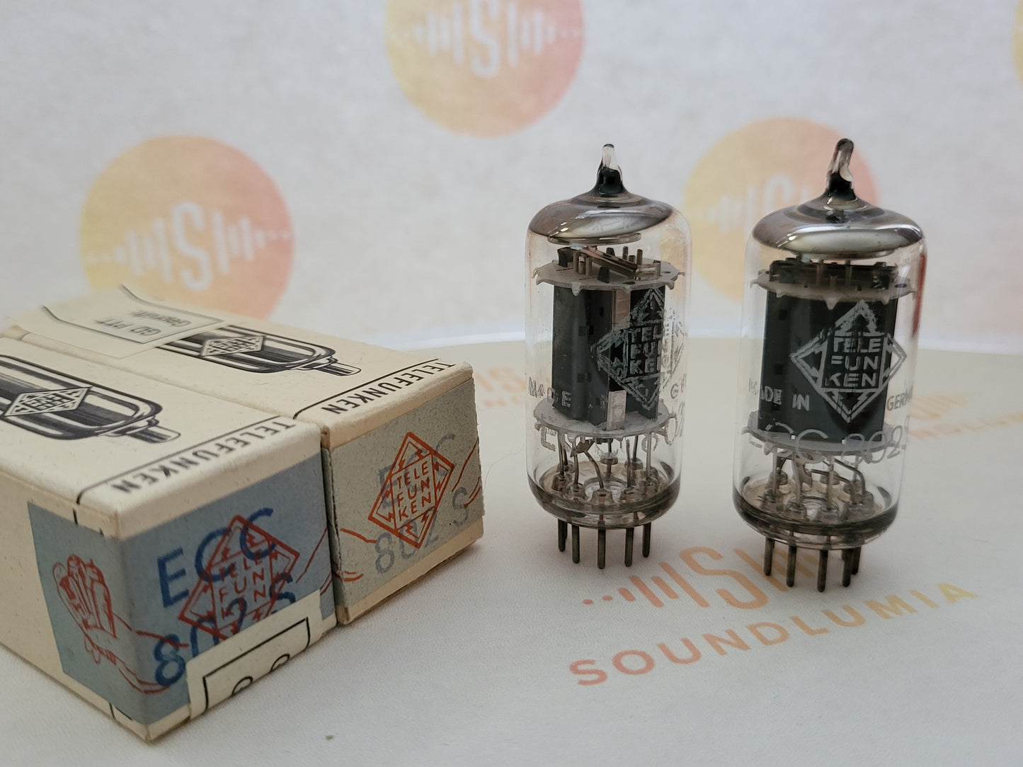 Telefunken ECC802S (ECC82++) Matched Pair Orig. Box ◇ Bottom - Ulm, 1963 - NOS