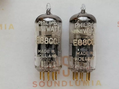 2x Philips Miniwatt SQ E88CC 6922 D-getter Pinched Waist - Holland '57/'58 7L3