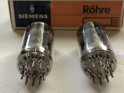 Siemens ECC82 12AU7 Preamp Tubes Matched Pair - Gray Plates - Munich 1960 - NOS
