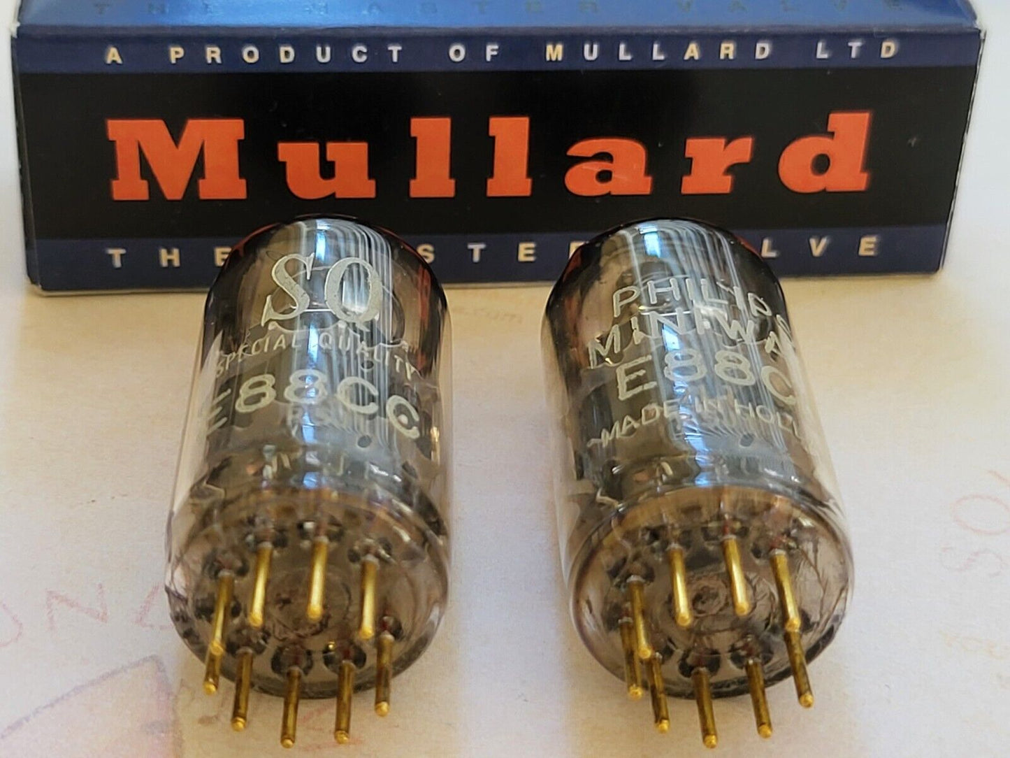 Mullard E88CC 6922 Matched Pair - Mitcham 1965 7L1 R5J1 - RARE SQ Label - NOS
