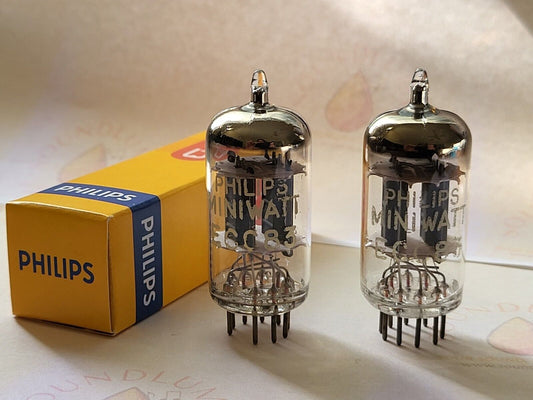 Philips Miniwatt 12AX7 ECC83 Preamp Tubes  Matched Pair - Holland 1960/61 - NOS