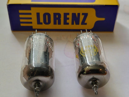 Lorenz ECC83 12AX7 Matched Pair RARE Round Logo w/ BWB Falcon - Germany 1950s
