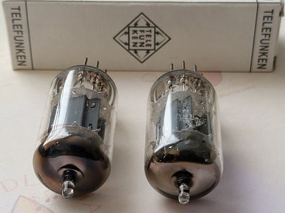 Telefunken ECC82 Tubes Smooth Plates Matched Pair - Berlin 1967 - Same code -NOS