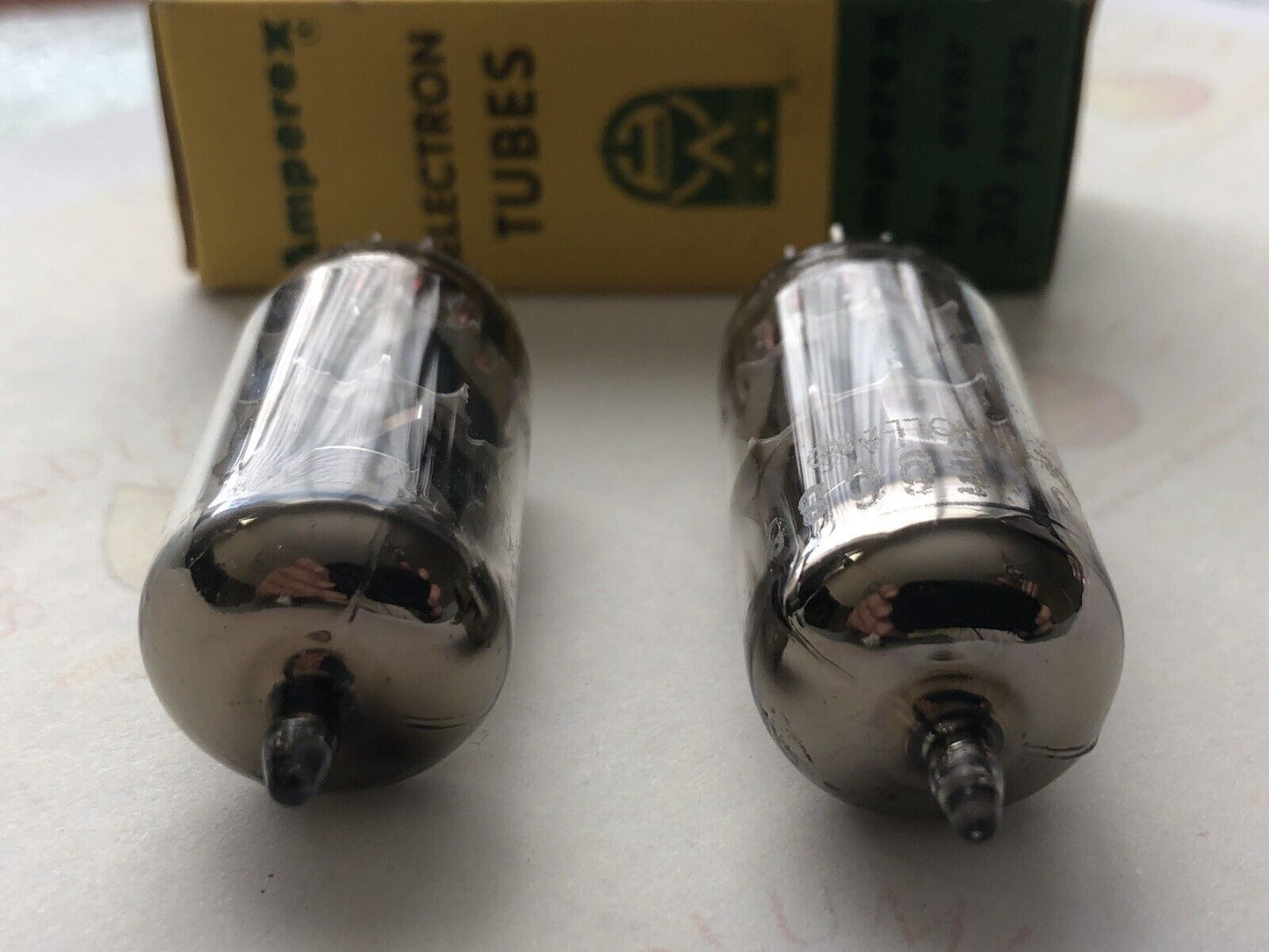 Amperex 6DJ8 ECC88 Bugle Boy Preamp Tubes Matched Pair - Holland 1962 - NOS