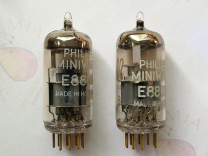 Philips Miniwatt SQ E88CC 6922 Preamp Tubes Matched Pair - Holland 1961/62 - NOS