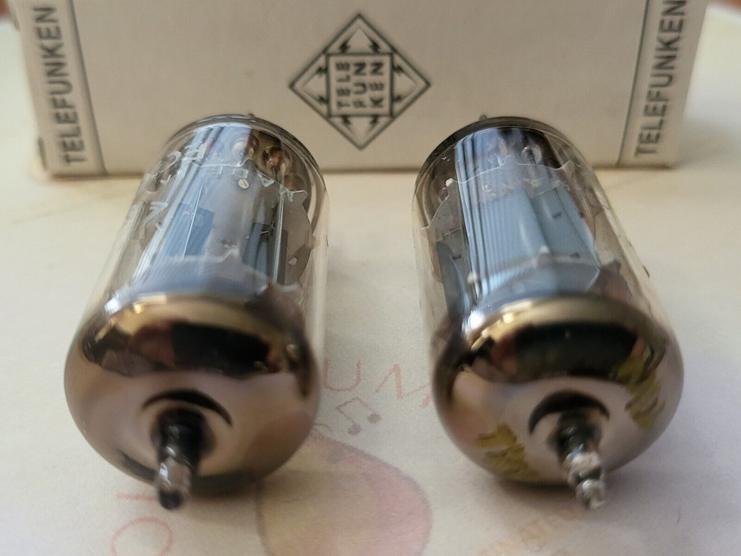 Telefunken ECC82 12AU7 Tubes Smooth Plates Matched Pair  - Berlin 1965/66 - NOS