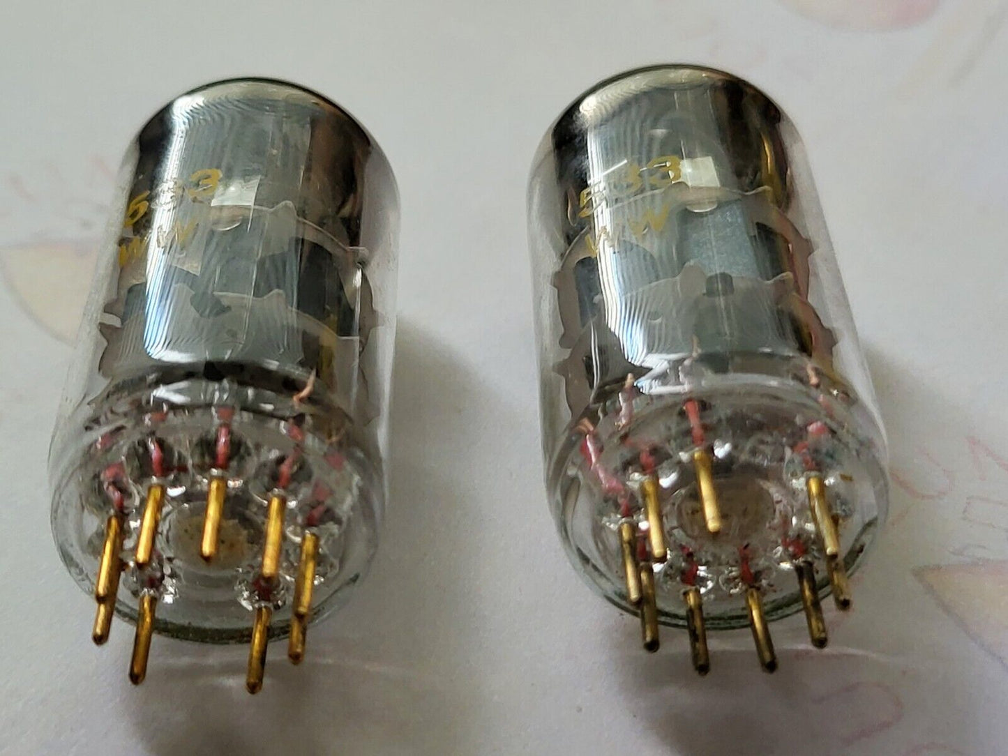 Tesla E88CC 6922 Audio Tubes Gold Pins Matched Pair - Czechoslovakia 1971 - NOS