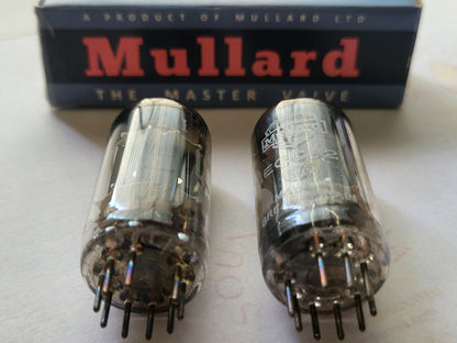 2x Mullard 12AU7 ECC82 Preamp Tubes - IEC + Shield Logos - Blackburn 1964/65 Gf2
