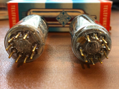 Telefunken E88CC 6922 Preamp Tubes Matched Pair - Ulm 1966 - Diamond Bottom -NOS