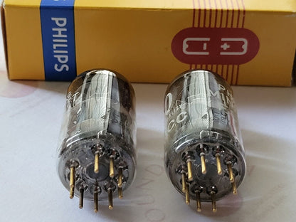 Philips Miniwatt SQ E88CC 6922 Preamp Tubes Matched Pair - Holland 1966 - NOS