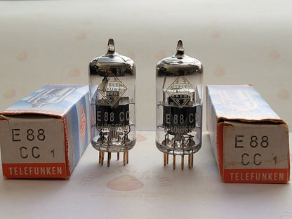 Telefunken E88CC Matched Pair in Original Boxes ◇ Base -Ulm 1969 Same Code - NOS