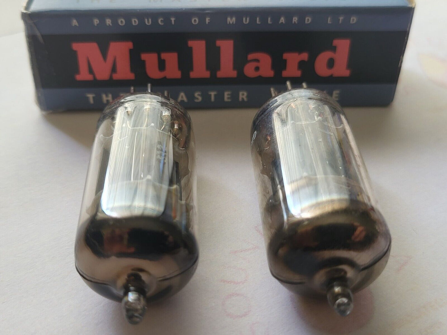 2x Mullard 12AU7 ECC82 Preamp Tubes - IEC + Shield Logos - Blackburn 1964/65 Gf2