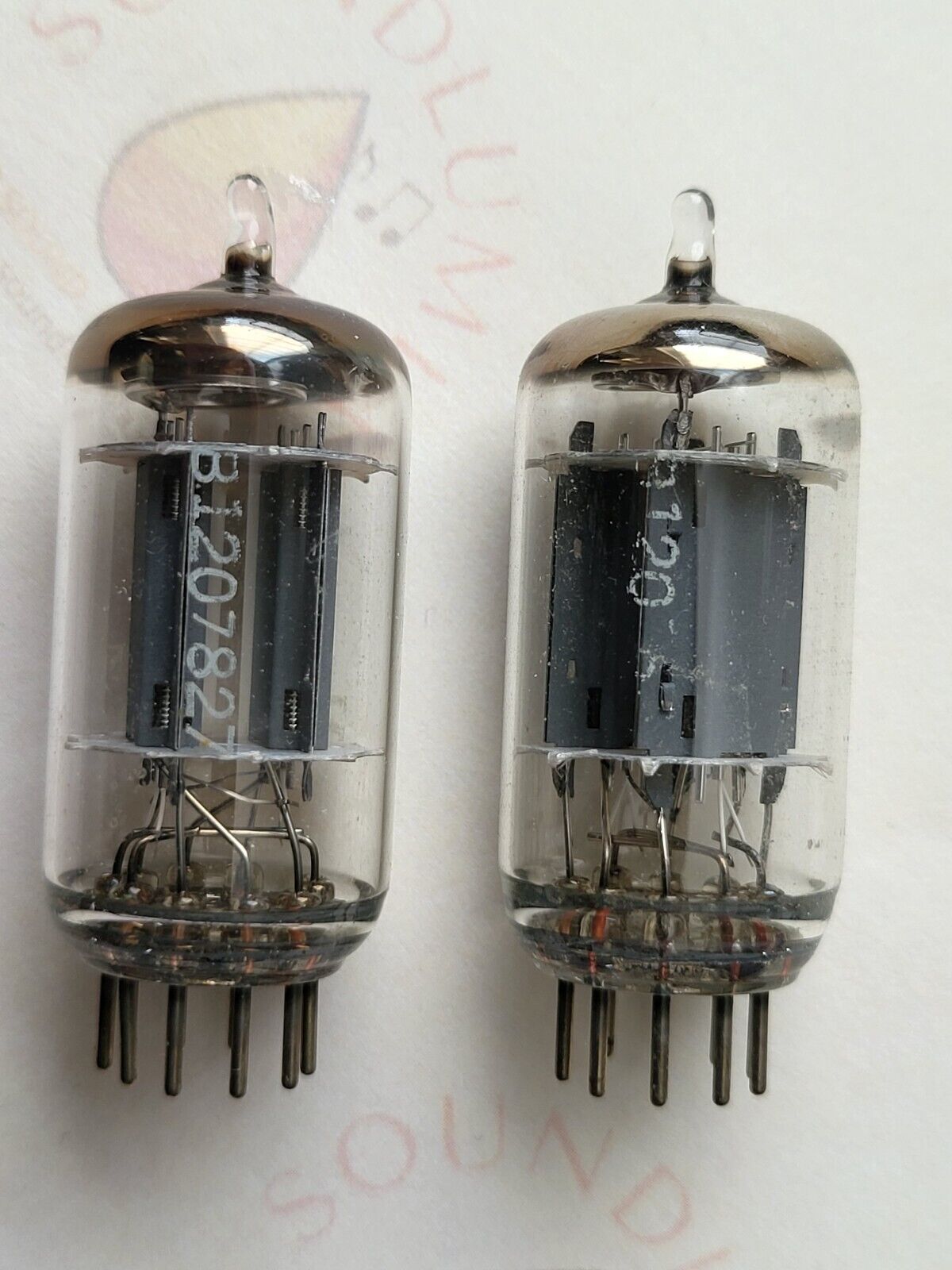 Telefunken ECC82 Tubes Smooth Plates Matched Pair - Berlin 1967 - Same code -NOS