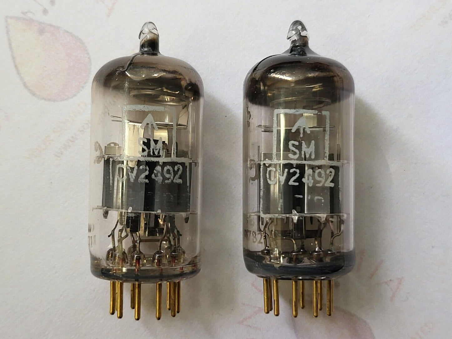 Mullard CV2492 = E88CC Matched Pair - Mitcham 1966/67 - RARE G.E.C. label - NOS